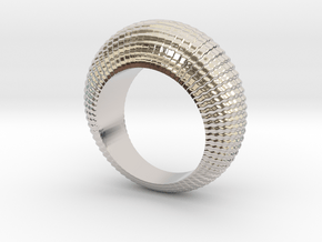 0100 Antisymmetric Torus Ring (Size 6) #001 in Rhodium Plated Brass