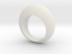 0100 Antisymmetric Torus Ring (Size 6) #001 in White Natural Versatile Plastic