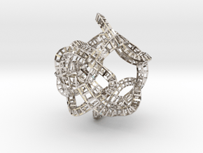 Mesh Cube in Rhodium Plated Brass