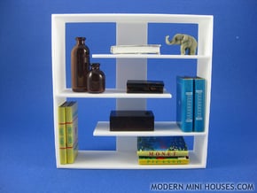 Efficient 1:12 scale Bookshelf in White Processed Versatile Plastic
