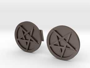 Inverted Pentacle Cufflinks in Polished Bronzed Silver Steel