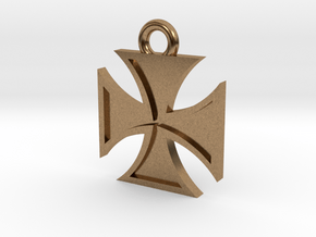 Iron Cross Pendant 2 in Natural Brass