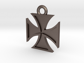 Iron Cross Pendant 2 in Polished Bronzed Silver Steel