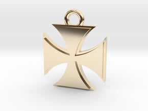Iron Cross Pendant in 14k Gold Plated Brass