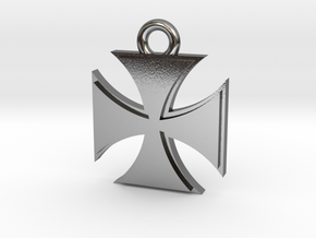 Iron Cross Pendant in Polished Silver