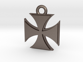 Iron Cross Pendant in Polished Bronzed Silver Steel