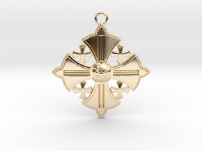 Jerusalem Cross Pendant  in 14k Gold Plated Brass