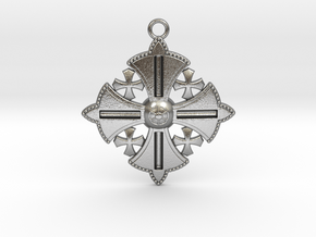 Jerusalem Cross Pendant  in Natural Silver