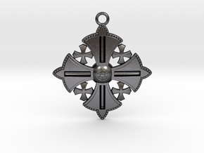 Jerusalem Cross Pendant  in Polished and Bronzed Black Steel