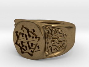 Slavic Swastika Charm Ring in Natural Bronze