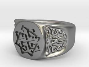 Slavic Swastika Charm Ring in Natural Silver