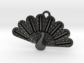 Peacock Fashion Pendant in Matte Black Steel