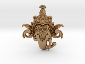 Extremely Detailed Decorative Lord Ganesha Head Pe in Polished Brass