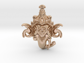 Extremely Detailed Decorative Lord Ganesha Head Pe in 14k Rose Gold Plated Brass