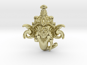 Extremely Detailed Decorative Lord Ganesha Head Pe in 18k Gold