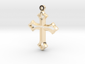 Faceted Cross in 14k Gold Plated Brass