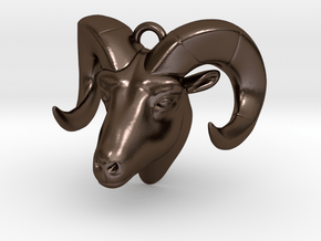 Ram head pendant in Polished Bronze Steel