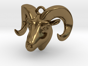 Ram head pendant in Polished Bronze