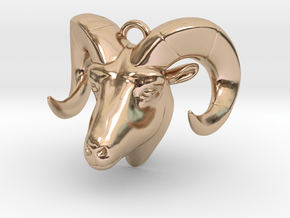 Ram head pendant in 14k Rose Gold Plated Brass