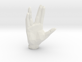 Faceted Spock Hand Keychain - Vulcan salute in White Natural Versatile Plastic