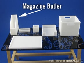 Office: Magazine Butler 1:12 scale miniature in White Processed Versatile Plastic