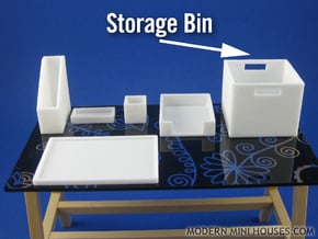 Office: Storage Bin 1:12 scale in White Processed Versatile Plastic