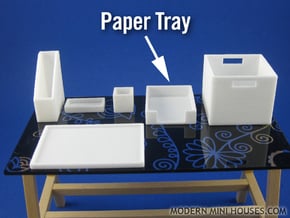 Office: Paper Tray 1:12 scale in White Processed Versatile Plastic
