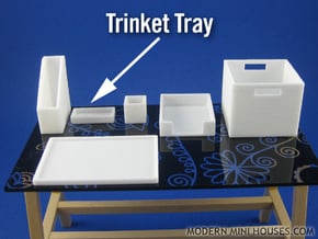 Office: Trinket Tray 1:12 scale in White Processed Versatile Plastic