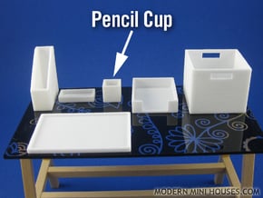Office: Pencil Cup 1:12 scale in White Processed Versatile Plastic
