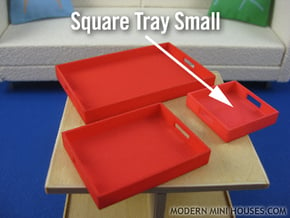 Square Tray Small 1:12 scale in White Processed Versatile Plastic
