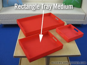 Rectangle Tray Medium 1:12 scale in White Processed Versatile Plastic