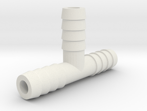 3/8 Inch Tee Hose Barb in White Natural Versatile Plastic
