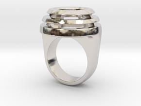 DOME RING - SIZE 8 in Rhodium Plated Brass