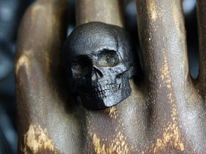 Memento Mori Full Skull Ring size 8 in Matte Black Steel