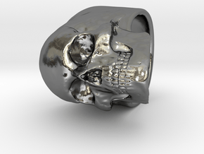 Memento Mori Full Skull Ring size 8 in Polished Silver