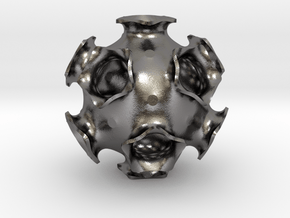 Icosahedral minimal surface 2 (solid, 2 in) in Polished Nickel Steel