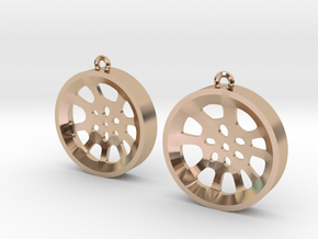 Double Seconds "void" steelpan earrings, M in 14k Rose Gold Plated Brass