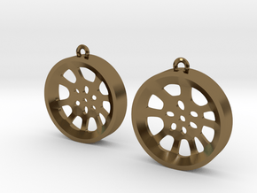 Double Seconds "void" steelpan earrings, M in Polished Bronze