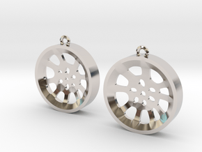 Double Seconds "void" steelpan earrings, M in Rhodium Plated Brass