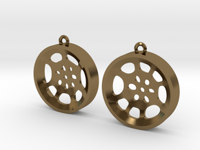Double Tenor "void" steelpan earrings, M in Polished Bronze