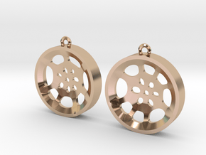 Double Tenor "void" steelpan earrings, M in 14k Rose Gold Plated Brass