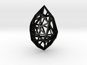 Geometric pendant 'Rough Diamond' (small) in Matte Black Steel