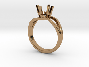 Solitaire Engagement Ring w/Split Band in Polished Brass