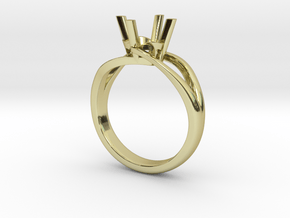Solitaire Engagement Ring w/Split Band in 18k Gold Plated Brass