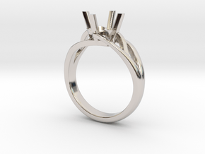 Solitaire Engagement Ring w/Branched Band in Platinum