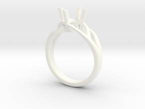 Solitaire Engagement Ring w/Branched Band in White Processed Versatile Plastic