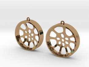 Double Seconds "void" steelpan earrings, L in Polished Brass
