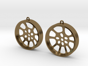 Double Seconds "void" steelpan earrings, L in Polished Bronze