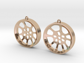 Double Seconds "void" steelpan earrings, L in 14k Rose Gold Plated Brass
