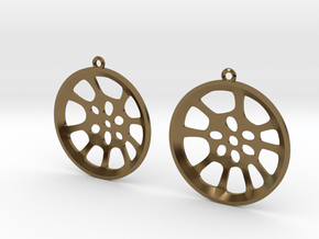 Double Seconds "essence" steelpan earrings, L in Polished Bronze